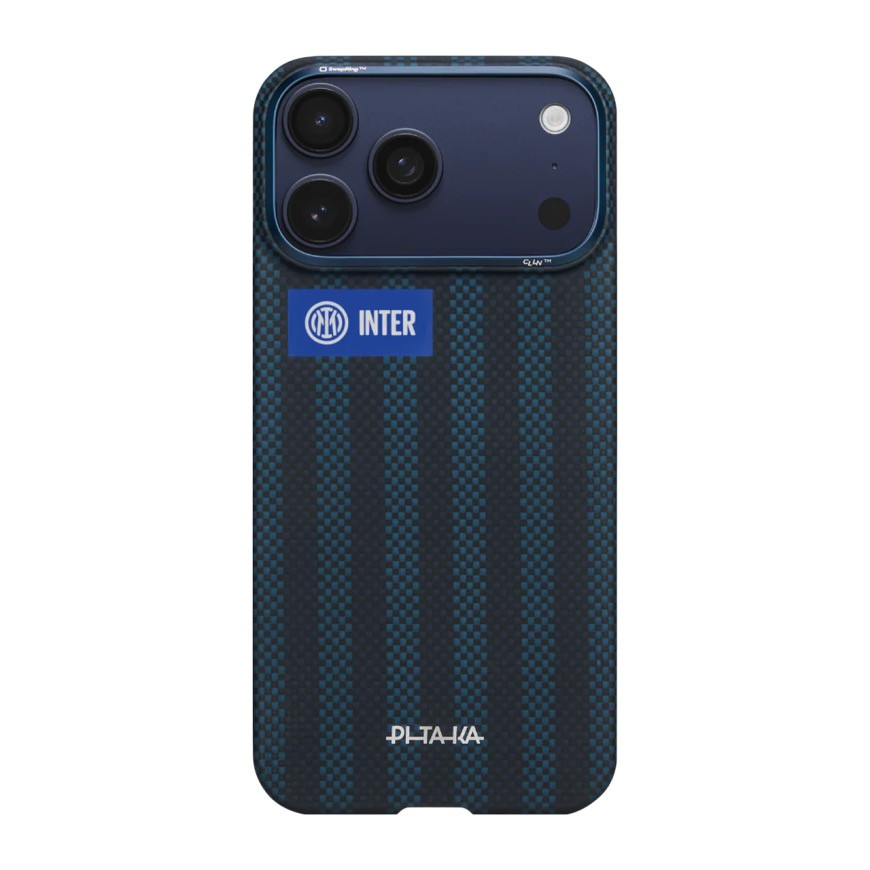 Арамидный чехол MagSafe PITAKA × Inter Black and Blue Jersey PitaTap Edge Case для iPhone 17 Pro Max